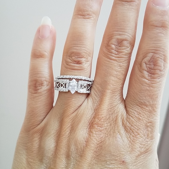 0.50ct Marquis Engagement Ring 2pc set - Picture 8 of 12